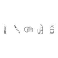 A set of icons that include a bottle of shampoo, a toothbrush, and a cup vector
