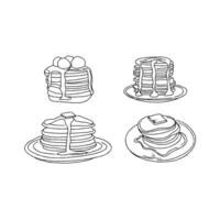 Pancakes on plates doodle illustration vector