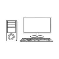Computer monitor, keyboard and mouse icon illustration vector