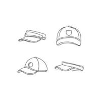 A set of four different hats and visors vector