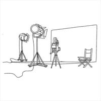 A drawing of a camera, tripod and lights vector