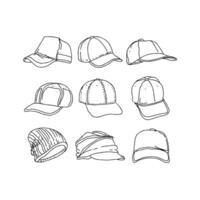 A set of different hats and caps vector