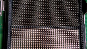 Close-up of a CPU slot on a server motherboard, hardware component concept video