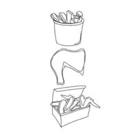 A drawing of a bucket with a fork and knife vector