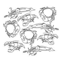 Crabs coloring pages for kids vector