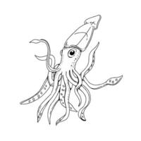 An octopus with a rocket on its head coloring page vector