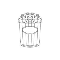 Popcorn bucket with popcorn in it coloring page vector