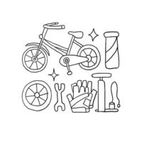 A drawing of a bicycle and other items vector