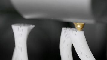 3D plastic printer in operation. 3D printing from white filament. video