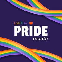 Happy Pride Month. Square festive template for social media posts, banners, backgrounds. LGBTQIA. Abstract background with rainbow stripes for festival parades, parties, and events. vector