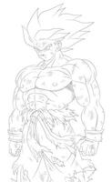 2D illustration of Goku Super Saiyan single outline ilustracion vector