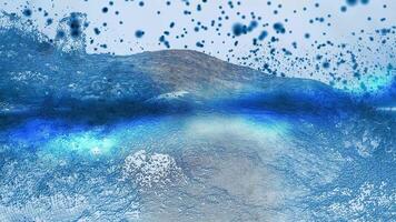 A translucent blue fantasy landscape with a metallic hue smoothly changes perspective, creating the effect of flight and presence in the observer. video