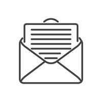 an envelope with full paper document inside vector