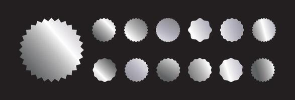 a set of silver oval shapes on a black background vector