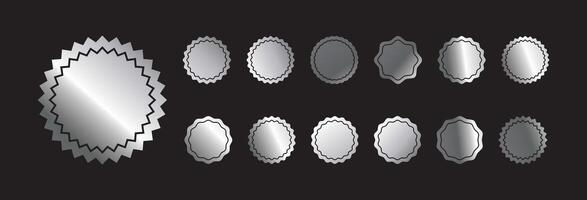 a set of silver oval frames on a black background vector