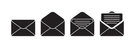 mail icons black set design vector