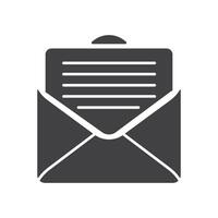 black envelope with full paper document inside vector