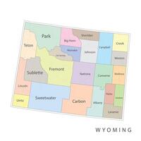 Wyoming Map Color Country Names vector