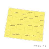 Wyoming Yellow Map Country Names vector