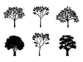 Bundle of isolated tree silhouettes on white for illustration vector