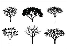 Elegant tree silhouettes collection for print and web design vector