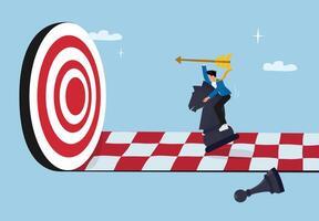 businessman on a chess board with a target vector