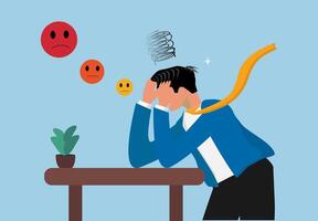 a man is sitting at a desk with a smiley face vector