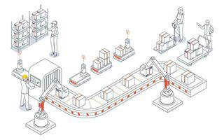 Smart warehouse automation with AGV and AMR vector