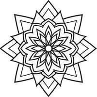 Black and white floral mandala with abstract flower design, featuring intricate patterns vector