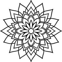Black and white abstract floral mandala design with lotus and nature elements vector