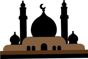 Silhouette of Mosque with Crescent Moon in Background vector