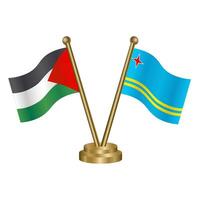 Palestine and Aruba table flags. vector