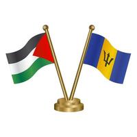 Palestine and Barbados table flags. vector