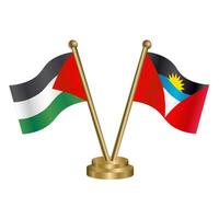 Palestine and Antigua and Barbuda table flags. vector