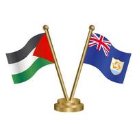 Palestine and Anguilla table flags. vector