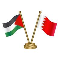 Palestine and Bahrain table flags. vector