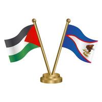 Palestine and American Samoa table flags. vector