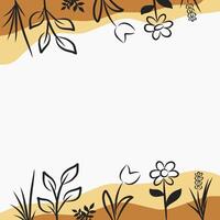 Minimalist line floral abstract border with copy space illustration vector