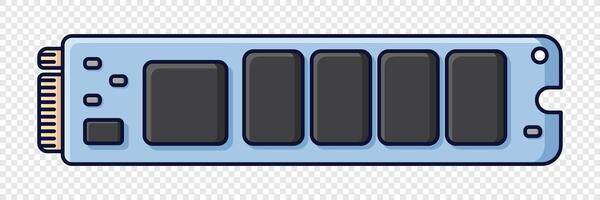 Solid state drive. Drive ssd storage illustration. SSD M.2 illustration. Computer hardware components. Flat cartoon style. vector