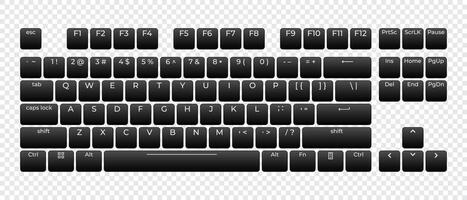 Computer keyboard button layout template with letters for graphic use. Modern computer keyboard, vector