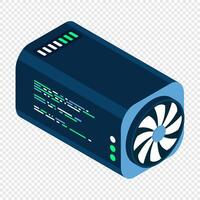 Isometric futuristic server. Isometric database or data center. Abstract blockchain. Computer storage. Cloud storage. Isometric technology, vector