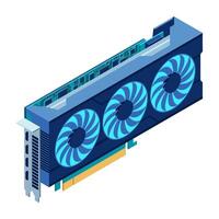 Isometric graphic card. card isometric. Computer hardware components. GPU graphic card vector