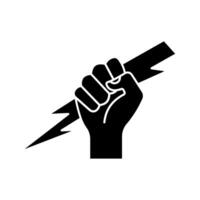 Lightning holding in hand icon. vector