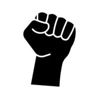 Black hand raised in a clenched fist icon vector