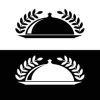 Elegant food service with laurel wreath logo vector