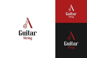 Letter a with guitar string logo design template symbol illustration vector