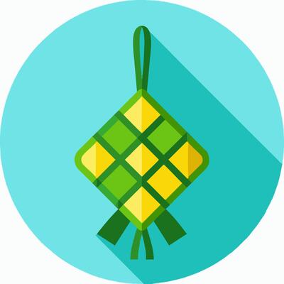 A flat icon of a green and yellow kite