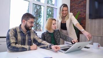 Engaging brainstorming session in a modern office setting video