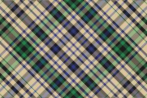 A plaid fabric pattern in green, blue and tan vector