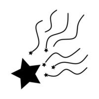 Silhouette of a shooting star with a black wavy line trail on a white background. Suitable for logos about space objects such as meteoroids, comets, asteroids. illustration vector